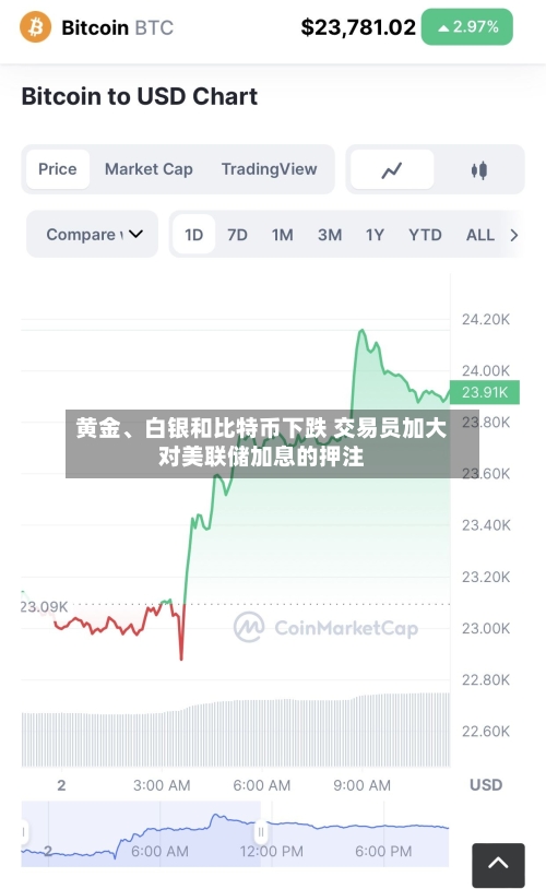 黄金、白银和比特币下跌 交易员加大对美联储加息的押注-第3张图片