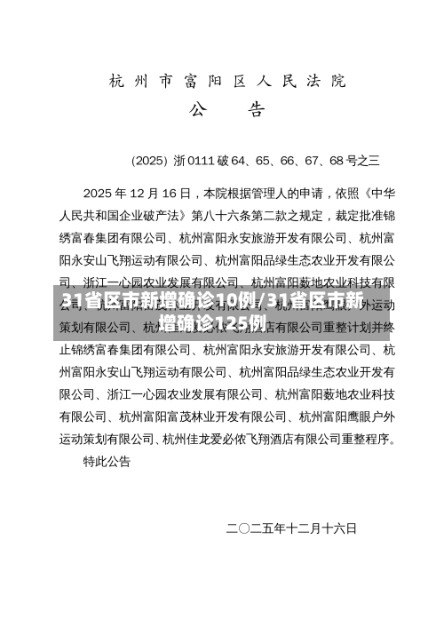 31省区市新增确诊10例/31省区市新增确诊125例