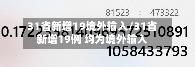 31省新增19境外输入/31省新增19例 均为境外输入-第2张图片