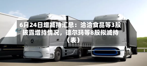 6月24日增减持汇总：洽洽食品等3股披露增持情况，德尔玛等8股拟减持（表）-第2张图片